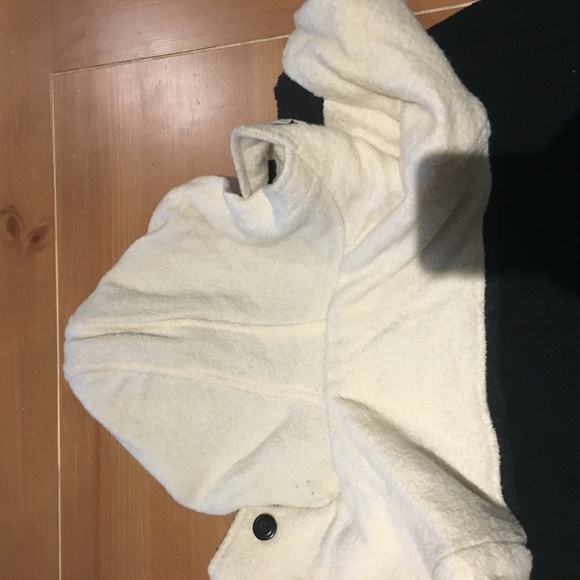 Women's tri-colour hooded wool coat, size 5 - Picture 9 of 13